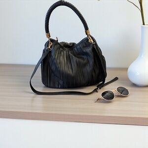 Mellow World Ciaran Pleated Black 
Hobo Bag